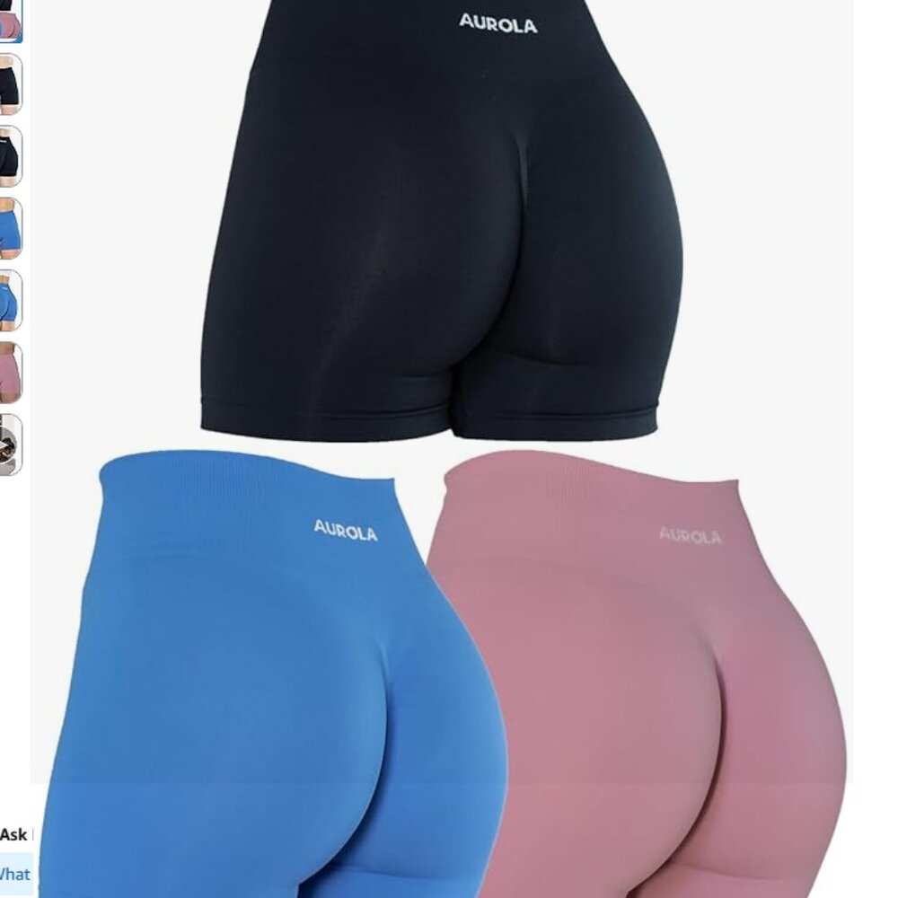 AUROLA Dream Set of 3 Workout Shorts for Women Seamless Scrunch